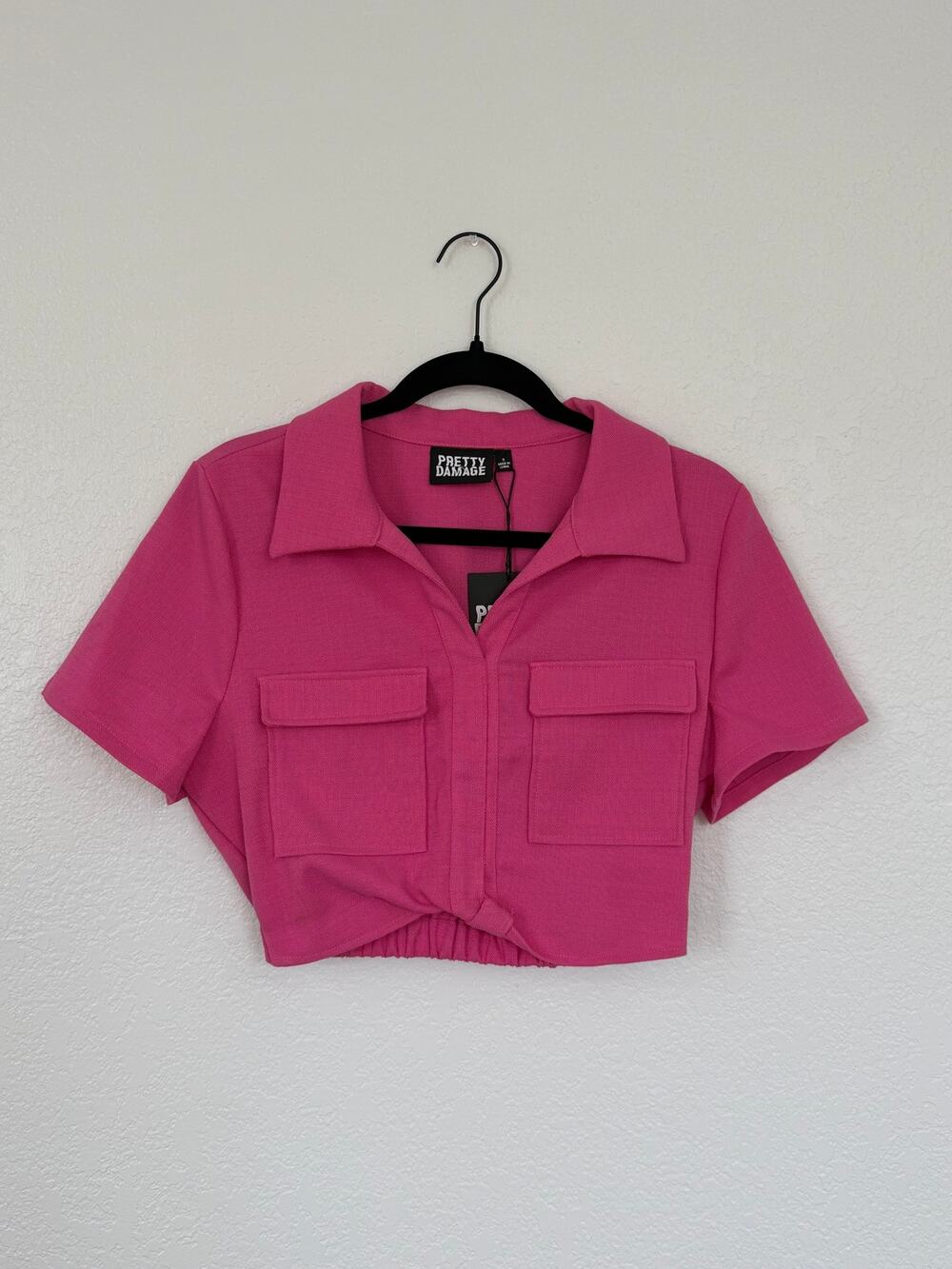 Pretty Damage Pink Textured Knit Crop Top – NWT – Size Small